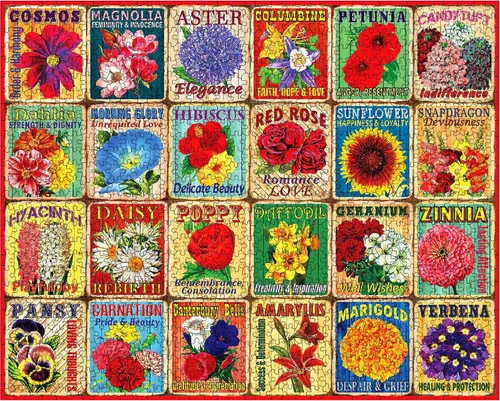 Miniatura 3 de White Mountain Rompecabezas de 1000 piezas, rompecabezas de collage de flores coloridas con piezas grandes, regalo para adultos y familia, 24 x 30