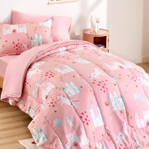 Miniatura 21 de SLEEP ZONE Juego de edredón de 2 piezas para niños y niñas, resistente a la decoloración, lavable a máquina, cohete espacial