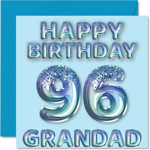 Miniatura 269 de Stuff4 Tarjeta de primer cumpleaños para niños, globo de fiesta con purpurina azul, tarjetas de feliz cumpleaños para niño de 1 año, nieto, hijo, 57