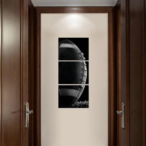 Miniatura 5 de Arte de pared de entrenamiento de rugby gimnasio, fútbol americano para decoración de pared de habitación de niños, pintura en lienzo negro de 12 x