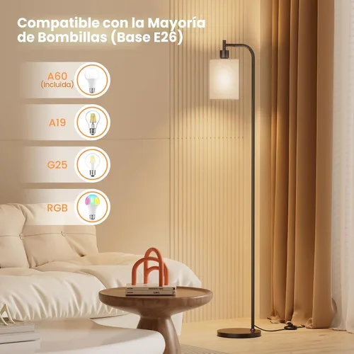 Miniatura 5 de SIBRILLE Lámpara de pie con pantalla de lino, lámpara de pie alta regulable con control remoto y 3 temperaturas de color, lámparas de pie modernas
