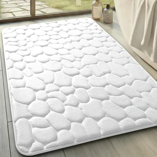 Miniatura 52 de YIHOUSE - Alfombra de espuma viscoelástica para pasillo, alfombras de baño con patrón de adoquín, superabsorbentes, alfombras de baño lavables a