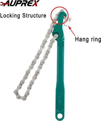 Miniatura 3 de AUPREX Llave inglesa de filtro de aceite de cadena de trinquete de servicio pesado ajustable de acero al carbono resistente de 12 pulgadas