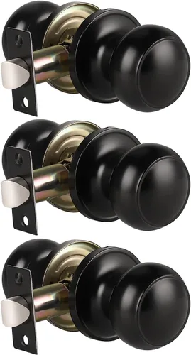 Miniatura 21 de Manija de puerta de acero macizo con diseño de bola antigua, para puerta de trastero, dormitorio, baño 609 Negro