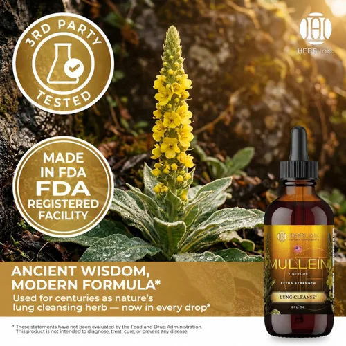 Miniatura 2 de Extracto de hoja de gordolobo para limpieza pulmonar, gotas de gordolobo para la salud pulmonar, fabricado en Estados Unidos, suplemento de apoyo