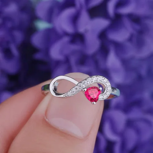 Miniatura 19 de Anillo Jo Wisdomo de compromiso. de plata esterlina, con corazón e infinito, anillo de amistad, para ella