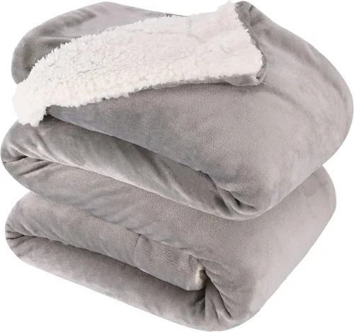 Miniatura 42 de NANPIPER Manta Sherpa para bebé, cálida manta de forro polar suave para recién nacido para invierno (gris claro, 30 x 40 pulgadas)