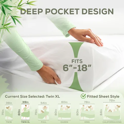 Miniatura 4 de Protector de colchón individual XL de lujo, protector de colchón 100% impermeable y parte superior de viscosa de bambú 100% Transpirable