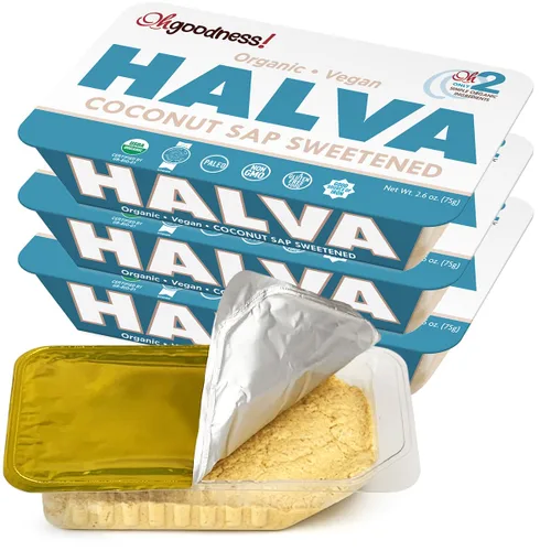 Miniatura 10 de OhGoodness! Halva de miel orgánica, paquete de 3, solo dos ingredientes simples, aperitivo y postre para derretir en la boca, golosina endulzada