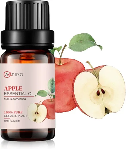 Aceite esencial de manzana, 100 % puro, orgánico natural (Malus domestica), aceite de manzana para difusor, aroma, spa, masaje, yoga, perfume, 0.33