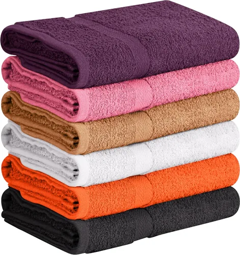 Towel and Linen Mart - Juego de 6 toallas de baño de 100% algodón, de secado rápido, superabsorbentes, ligeras, suaves, (27 x 54 pulgadas, paquete