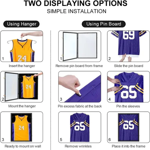 Miniatura 6 de VERANI Estuche de Exhibición de Camiseta de 2 Piezas - Marco de Exhibición de Camiseta - Caja de Sombra de Camiseta con Protección UV Acrílica