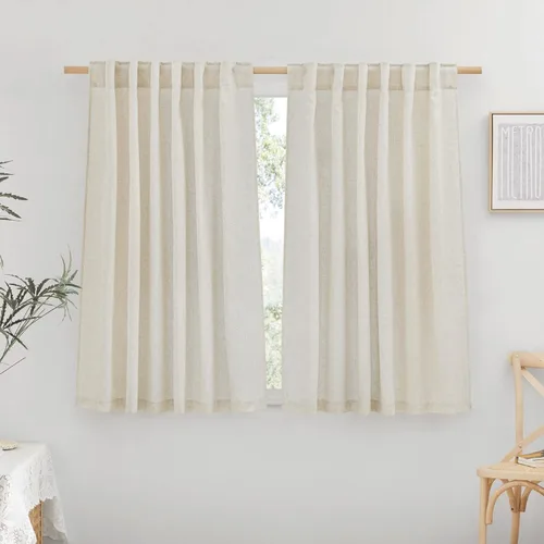 Miniatura 72 de NICETOWN Cortinas de lino grueso para dormitorio, privacidad añadida, bolsillo para barra y pestaña trasera, no se transparentan, mezcla de lino