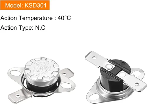 Miniatura 2 de Interruptor de control térmico de temperatura KSD301 termostato 40C NC, [para refrigeradores de horno microondas], normalmente cerrado/2 piezas