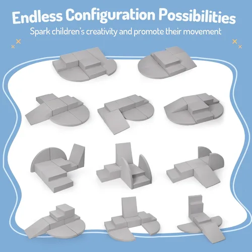 Miniatura 4 de Rinnebbit Bloques de escalada de espuma de 6 piezas para niños pequeños, juego de espuma suave para escalar y gatear, funda lavable a máquina