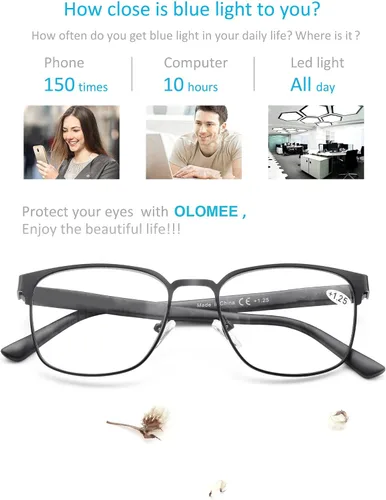 Miniatura 6 de Reading Glasses Women Blue Light Blocking Metal Readers Small Head/Petite Face Lightweight Cheaters 130mm Frame Width