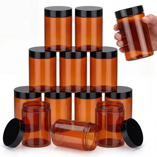 Miniatura 56 de SATINIOR Paquete de 12 frascos de plástico con tapas, frascos redondos para cosméticos de viaje, para artículos de tocador, loción, crema