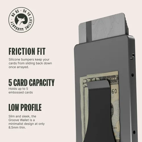Miniatura 3 de Groove Life Cartera Magnética con Deslizamiento del Pulgar Groove - Portador de Tarjetas de Crédito de Aluminio Minimalista de Perfil Bajo