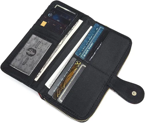 Miniatura 93 de Cartera de mano para mujer, estilo bohemio, con RFID, elegante, espaciosa con correa para viajes, capacidad para tarjetas, teléfono, dinero