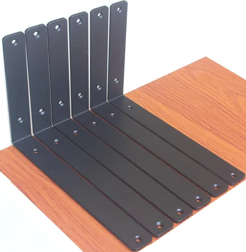 Miniatura 72 de Paquete de 12 soportes de estante en L de 8 pulgadas de largo x 6 pulgadas de alto x 1.5 pulgadas de ancho, 5 mm de grosor, soporte de estante en L