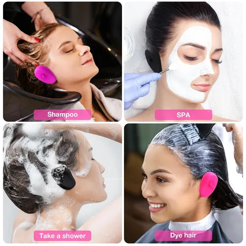 Miniatura 6 de FOMIYES 4 pares de fundas impermeables de silicona para los oídos, protectores de oídos resistentes al calor para tintes para el cabello