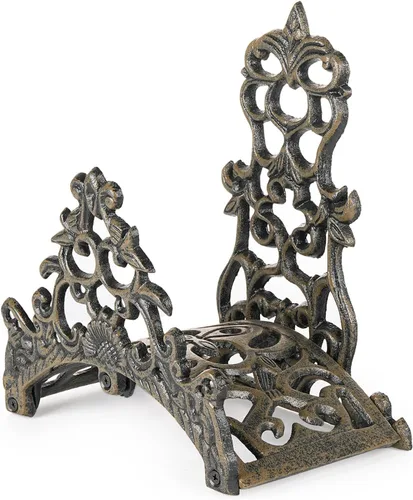 Miniatura 9 de Sungmor Soporte de manguera de jardín de hierro fundido resistente, colgador de manguera de agua montado en la pared, estante de manguera decorativo