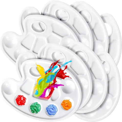 FANDAMEI Paletas de Bandeja de Pintura Ovaladas, 8 PCS Paletas de Bandeja de Pintura Blanca de Plástico, Paletas de Pintura Paletas de Pintura con