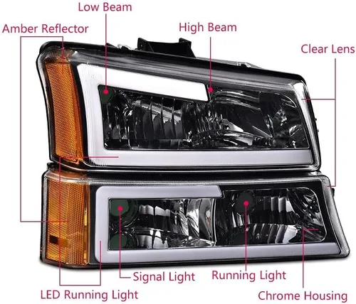 Miniatura 3 de PIT66 Faros LED, Compatible con 2003-2006 Chevy Silverado 1500 2500 3500 HD 2003 2004 2005 2006, Compatible con 2003-2006 Chevy Avalanche 1500 2500