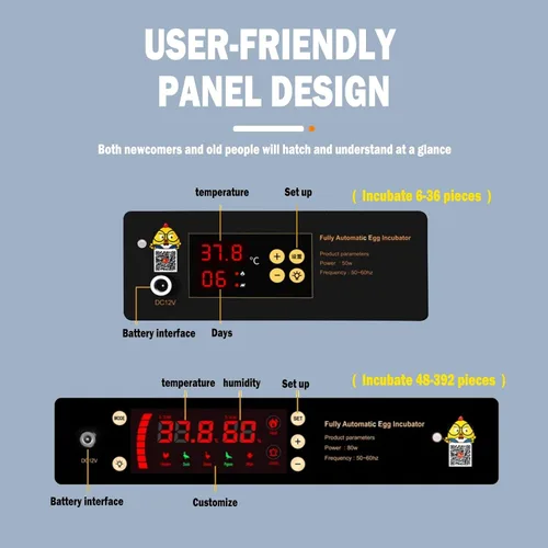 Miniatura 2 de Incubadoras automáticas para incubar huevos, capacidad para 6-256 huevos, control automático y ajustable de temperatura y humedad para pollo, pato