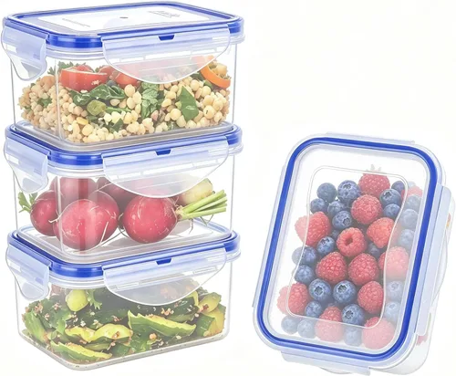 Miniatura 14 de KIGI Pequeño recipiente de plástico para almacenamiento de alimentos para aperitivos, almuerzo y preparación de comidas, sin BPA, tapas herméticas