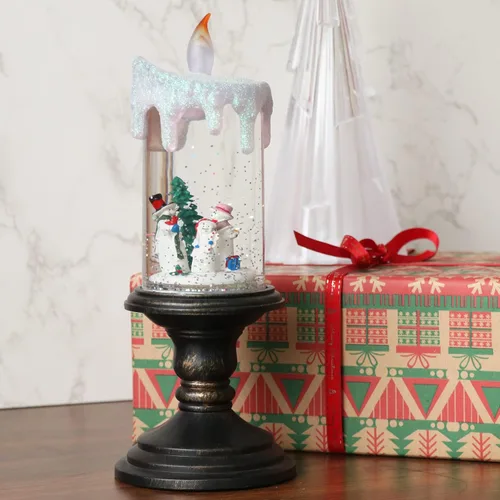 Miniatura 6 de Eldnacele Velas de Globo de Nieve de Halloween Lámpara Iluminada, Operada con Batería Vela Giratoria Espeluznante de Tornado de Agua Brillante Sin