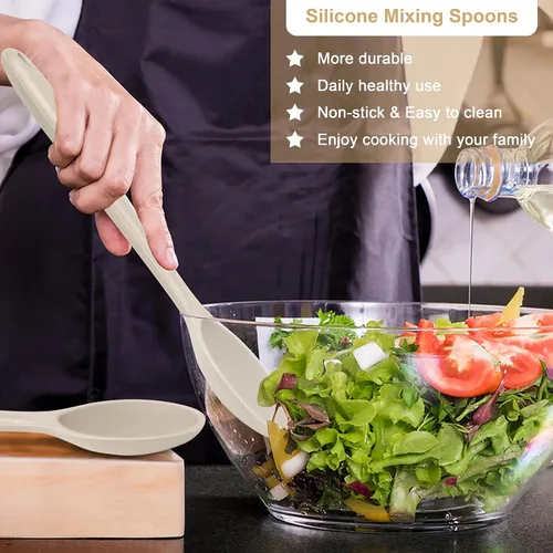 Miniatura 3 de E-far Juego de 2 cucharas de cocina de silicona, resistentes al calor, cucharas de cocina antiadherentes para hornear, agitar, servir, no tóxicas