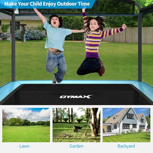 Miniatura 9 de GYMAX Trampolín para niños de 6 pies con columpio, cama elástica rectangular recreativa aprobada por ASTM con red de seguridad, para interiores