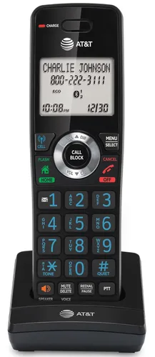 Miniatura 24 de AT&T CL83507 DECT 6.0 - Teléfono inalámbrico de 5 auriculares para el hogar con base de teclado dual, contestadora, bloqueo de llamadas, Base
