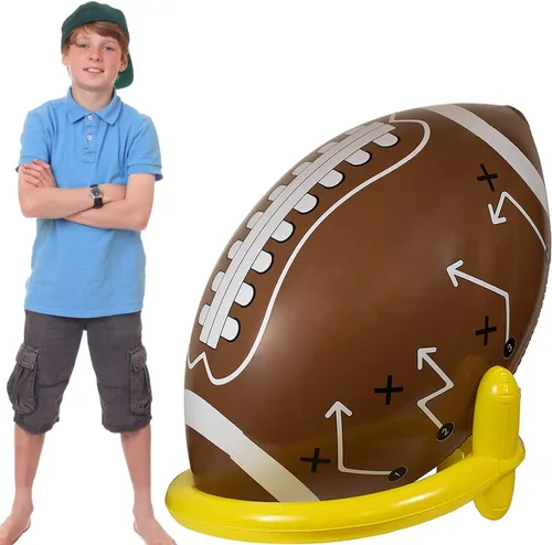 GiftExpress Fútbol Americano Inflable Gigante Jumbo de 40" con Juego de Tee para Fiesta de Fútbol Americano, Día de Juego, Decoraciones Temáticas de