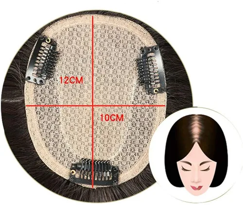 Miniatura 3 de Corona de cabello humano lacio con base de seda, clip invisible, para mujer, 8 pulgadas, color marrón oscuro