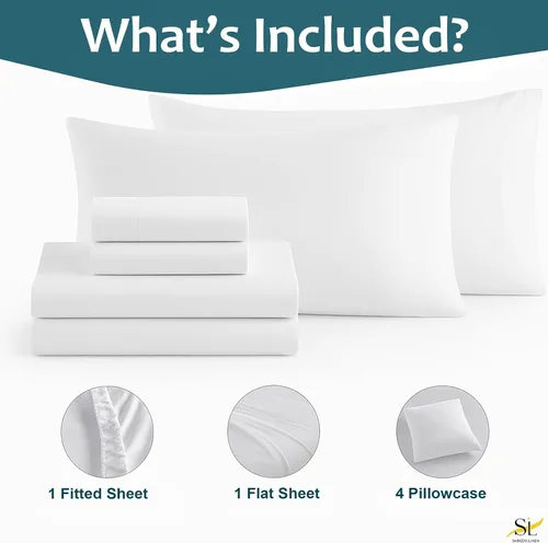 Miniatura 3 de Shreem Linen Juego de sábanas tamaño individual de 6 piezas, sábanas 100% algodón egipcio, ropa de cama de lujo de hotel, bolsillo profundo de 18