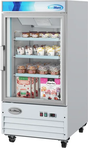 Miniatura 2 de KoolMore 66 cm. Refrigerador vertical comercial para exhibición con una puerta de vidrio blanco - 9 pies cúbicos (MDF-1GD-9C-WH)