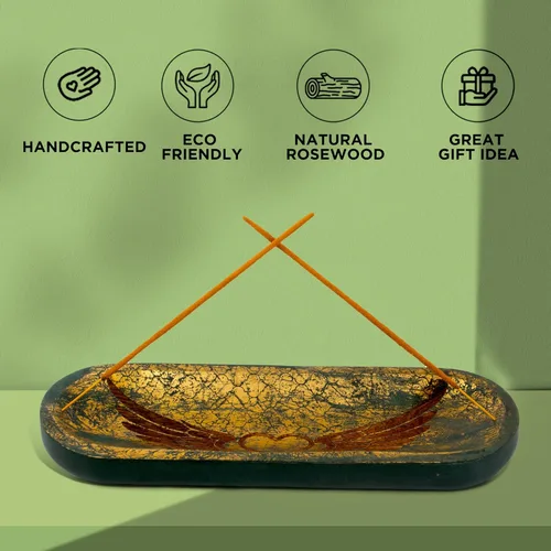 Miniatura 6 de raajsee Soporte para quemador de incienso tallado a mano, atrapa cenizas, soporte para varillas de incienso, meditación y yoga, gran regalo
