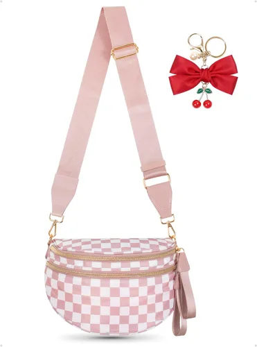 Miniatura 18 de Bum Bag Crossbody Bag para mujer Amplias bolsas Riñoneras cruzadas de nailon Monedero con cinturón para viajar y correr, regalos de moda