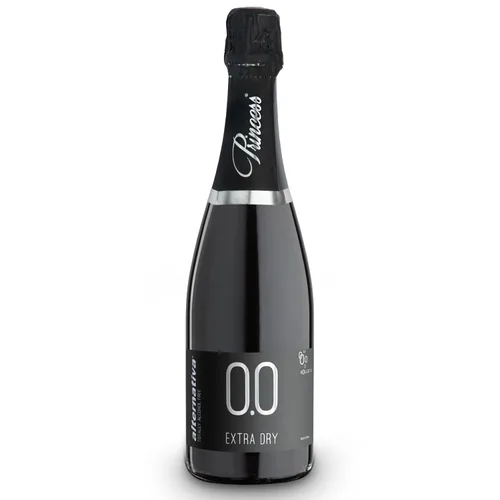 Princess Bollicine Bianco Extra Dry - Vino espumoso de champán desalcoholizado al 0,0% sin alcohol de Italia, 25.4 fl oz, certificado Halal y vegano