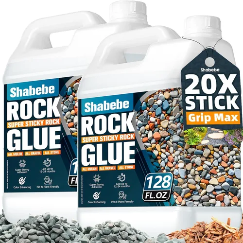 Pegamento para Rocas para Paisajismo - Pegamento para Mantillo de 2 Galones con Grip Max para Fuerte Adhesión de Rocas, Grava y Mantillo, Duradero