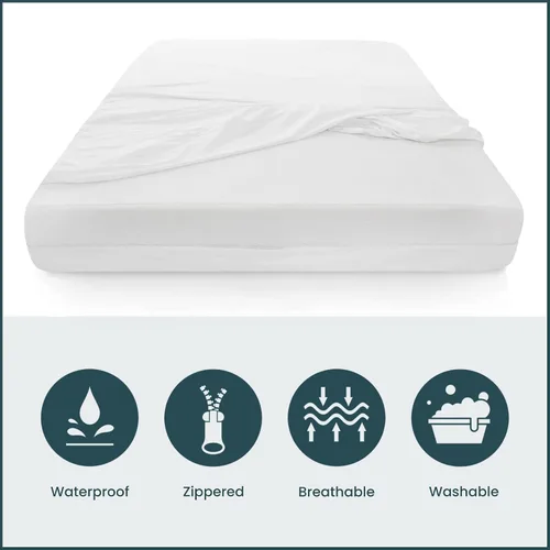 Miniatura 2 de Greaton, Funda protectora de colchón ultra suave con cremallera, impermeable, transpirable y silenciosa, se adapta a colchones de 6 a 9 pulgadas