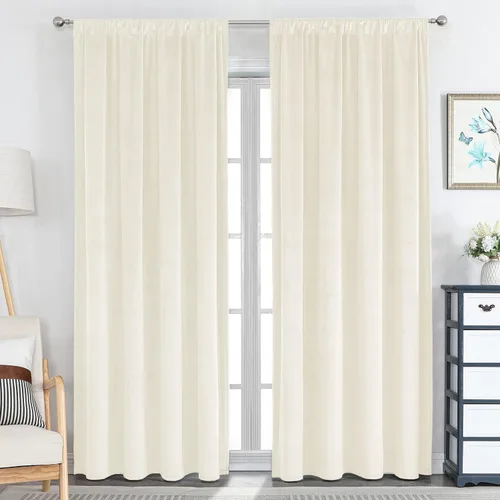 VANASEE Cortinas de terciopelo para dormitorio, color marfil, 5284 pulgadas, suaves, opacas, con aislamiento térmico, tratamiento de ventanas para