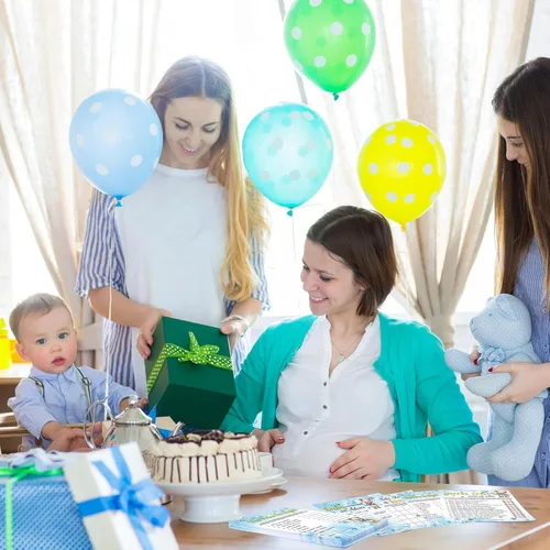 Miniatura 6 de Jetec Juego de 302 piezas para baby shower con temática de oso, 6 juegos que incluyen sopa de letras de baby shower, búsqueda de palabras
