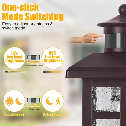 Miniatura 3 de Luz de Porche Actualizada de Anochecer a Amanecer, Accesorios de Iluminación Exterior de Montaje en Pared Bronce Frotado con Aceite, Luces de Porche