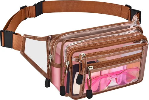 Miniatura 17 de Riñonera transparente aprobada por estadios para mujeres, para el trabajo, bolsa de cintura multiusos para viajes y eventos deportivos, Aguamarina