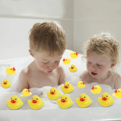 Miniatura 7 de Juguetes de baño de patos de goma, 50 piezas de mini patos a granel para niños, decoración de baby shower, regalos de fiesta de cumpleaños, regalo