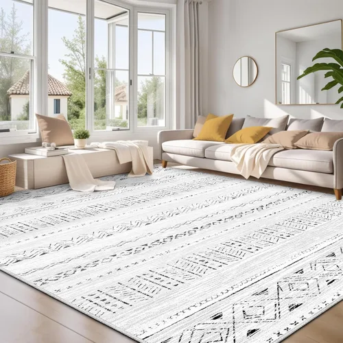 Miniatura 26 de Alfombra grande para sala de estar de 5 x 7: Alfombras marroquíes bohemias, suaves, lavables a máquina, para dormitorio, debajo de la mesa