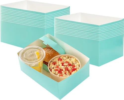 Miniatura 26 de Restaurantware Bio Tek - Bandejas de hamburguesas de 8.4 x 6 x 3.5 pulgadas, 100 bandejas de papel desechables para alimentos, bandejas de papel